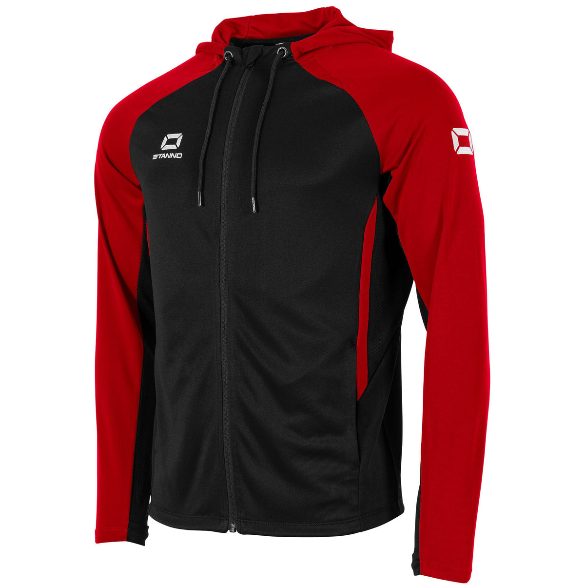 Stanno - Stadio Hooded Full Zip Top Schwarz/ Rot